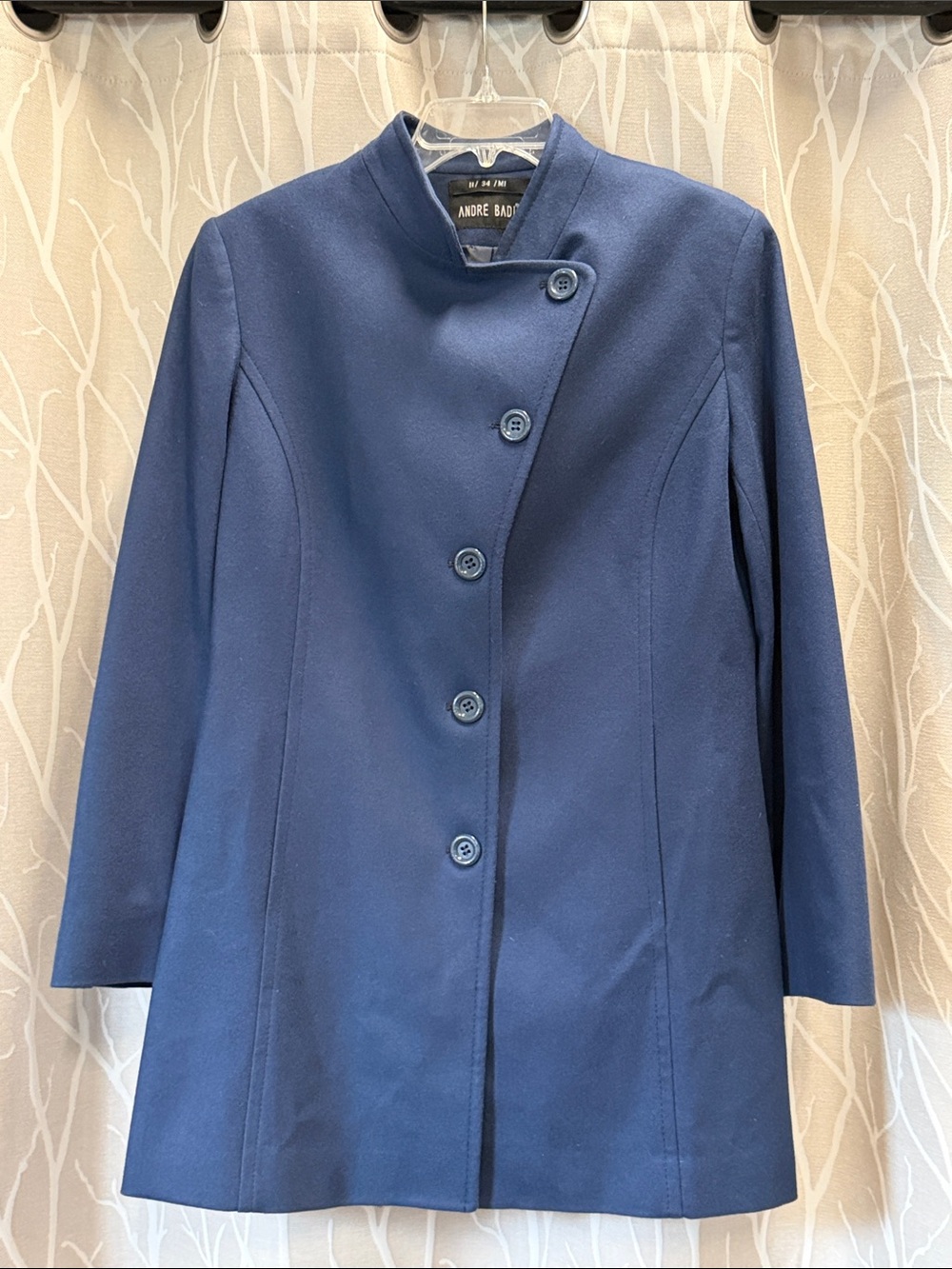 ANDRÉ BADI Ladies Size M1 Jacket Coat Navy Blue Wool Blend